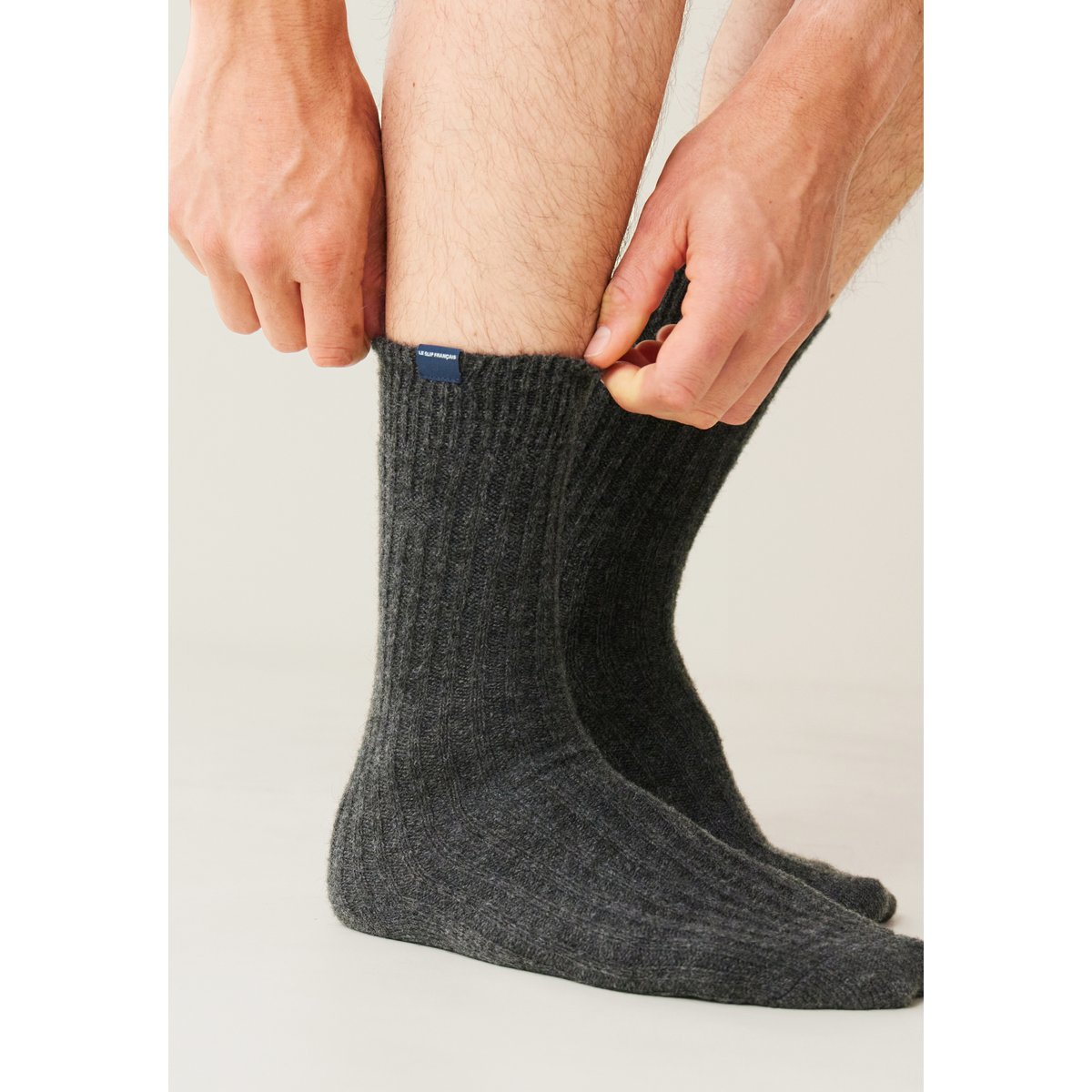 Lot de 2 chaussettes mi-hautes et en mohair Andy bleu marine gris, LE SLIP FRANCAIS