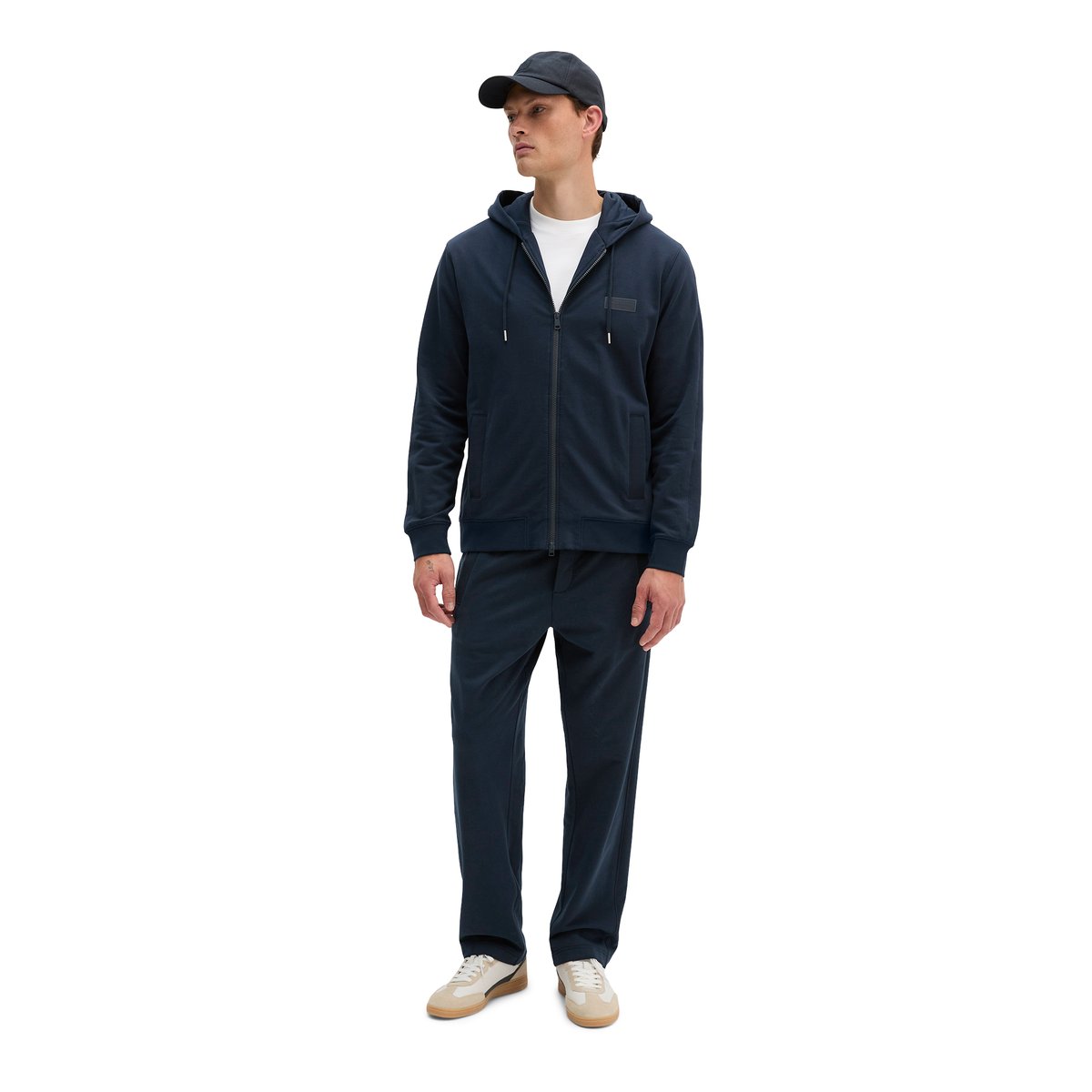Veste à capuche coupe classique en mélange de coton bio bleu, MARC O'POLO