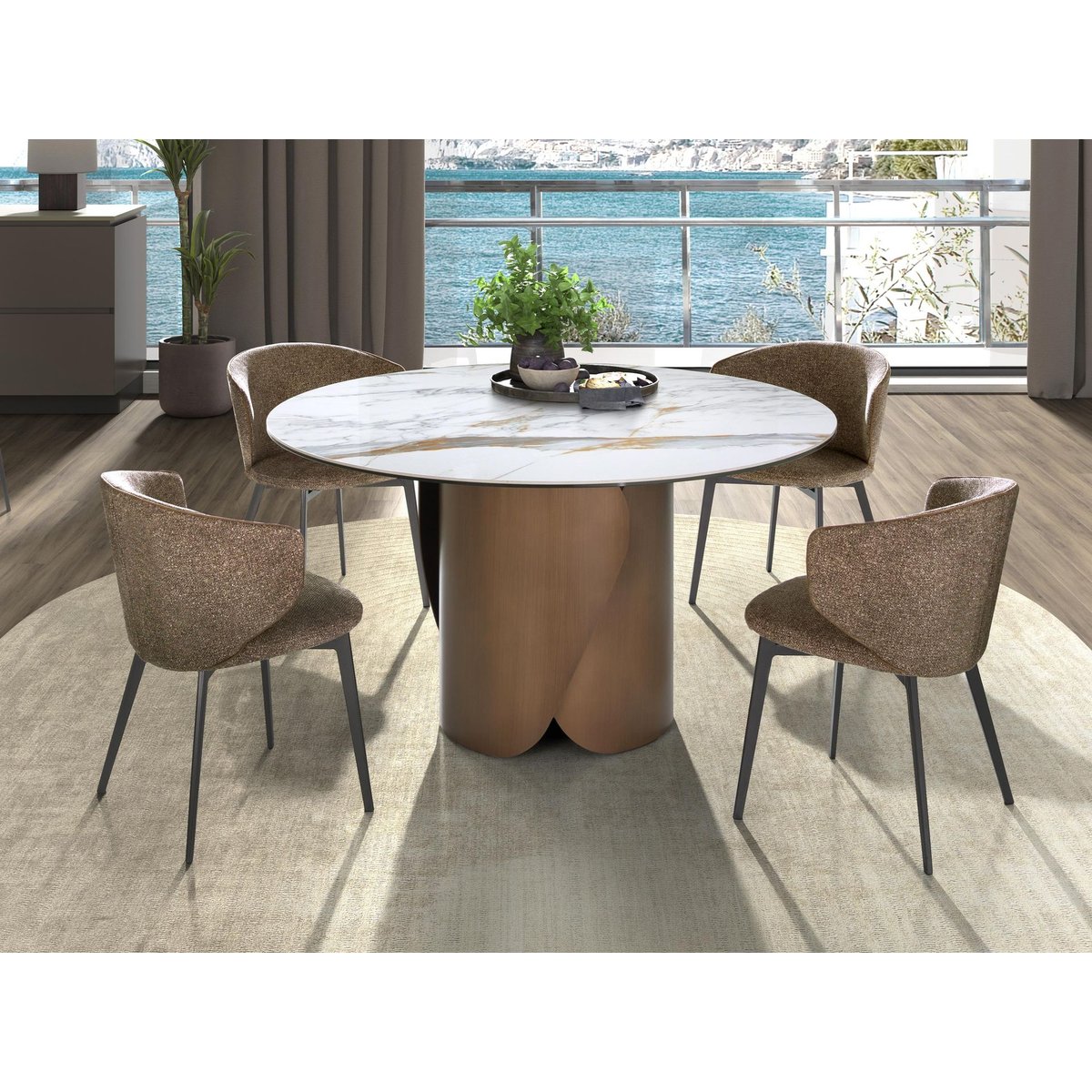 Chaise en tissu marbré marron marbré | gris anthracite, ANGEL CERDA