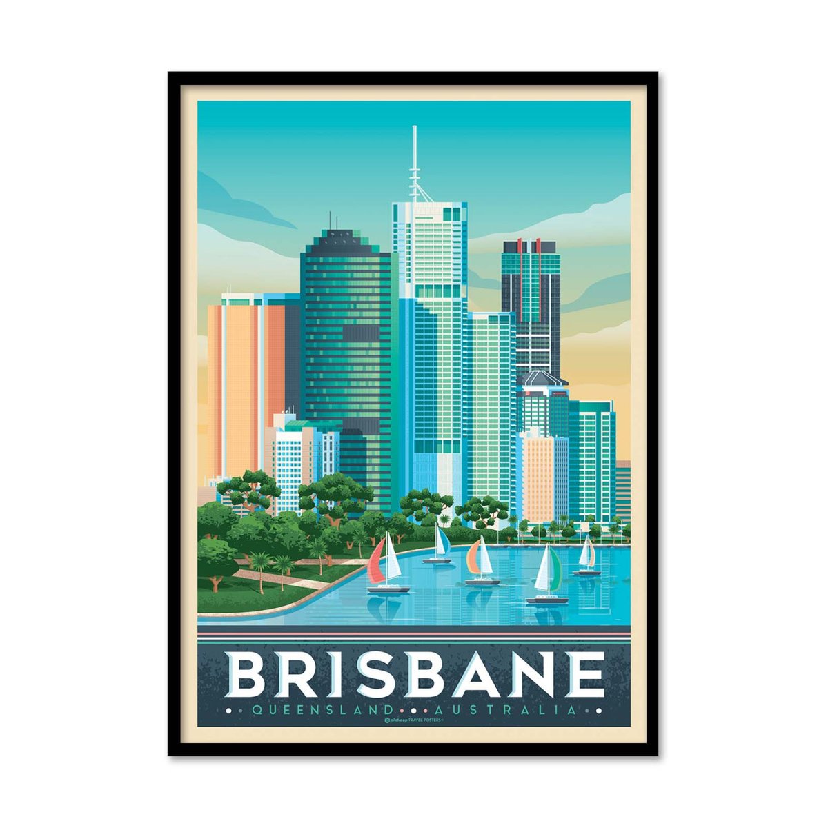 Affiche d'art - Brisbane - Olahoop Travel Posters vert, WALL EDITIONS