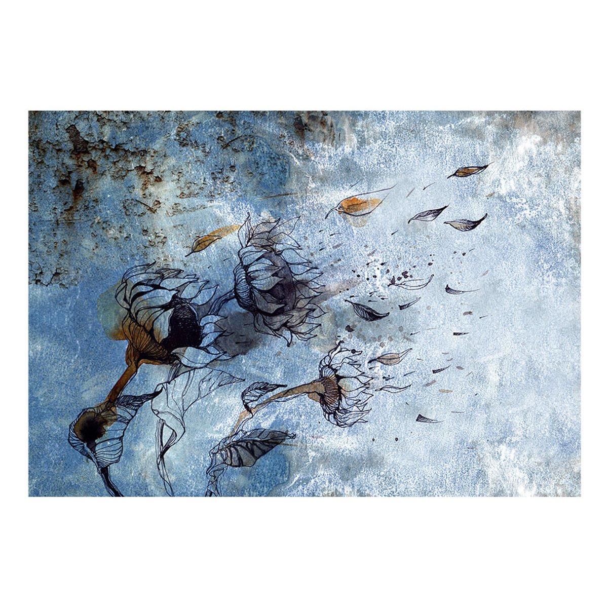 Papier peint intissé panoramique Fleurs In the arms of the wind beige, EDEN