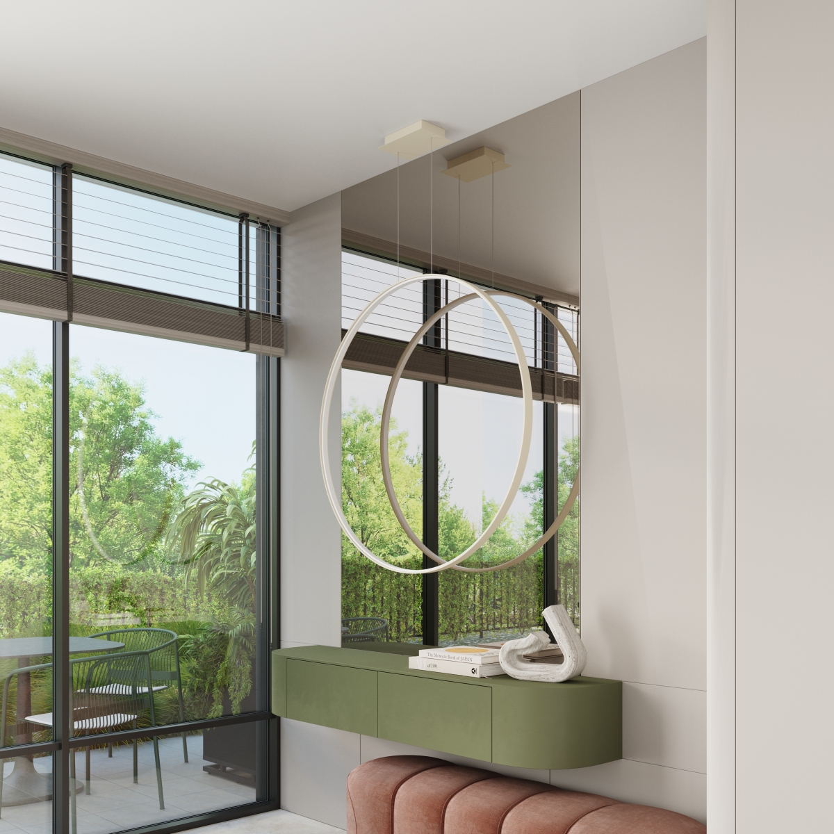 Suspension Aluminium Beige LED 1 Rio beige, EDEN