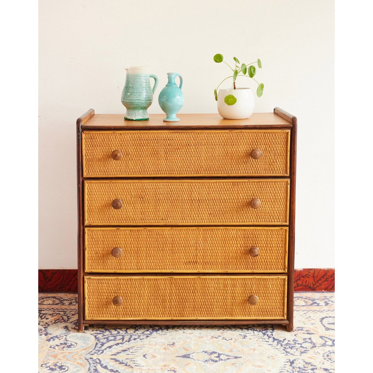 Commode en osier Garance N°776 - Bon état bois clair, DEBONGOUT