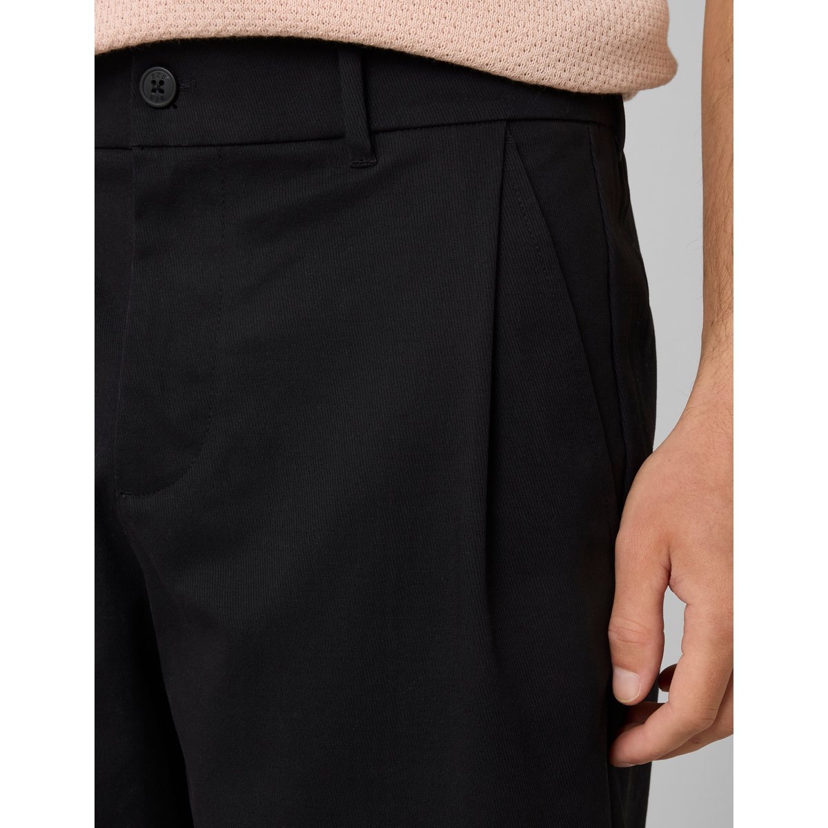 Pantalon chino à pinces noir, BZB