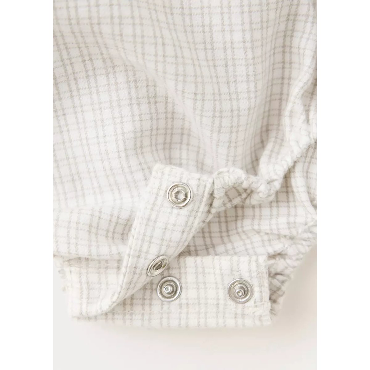 Chemise barboteuse en coton à carreaux blanc cassé, MANGO BABY