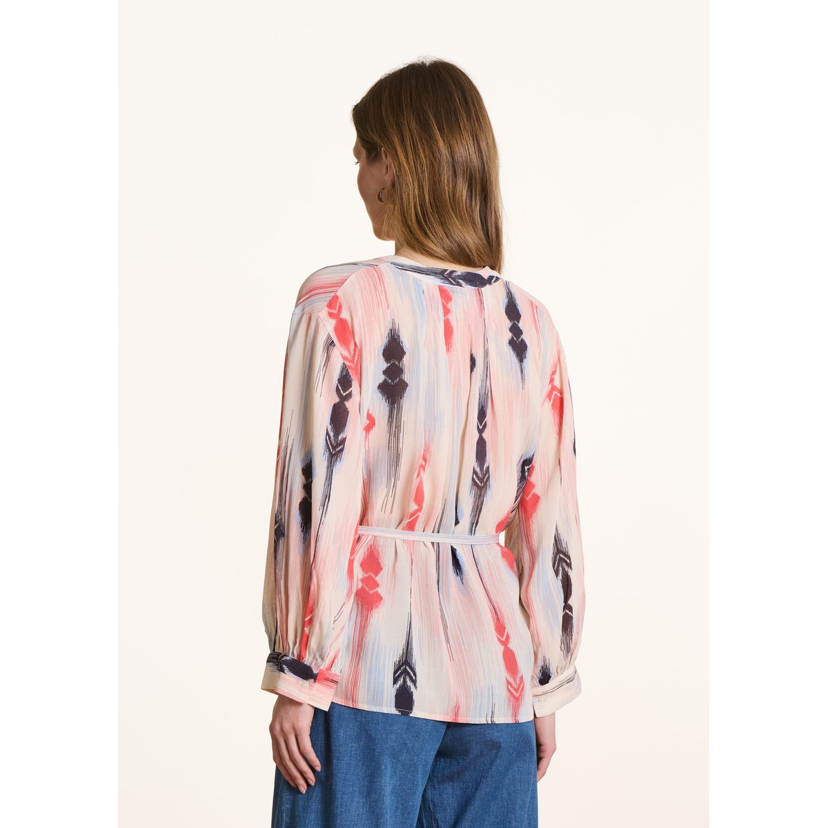 Top ample à imprimé manches longues navy/peach, LA FEE MARABOUTEE