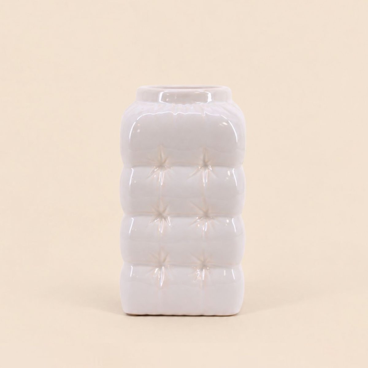 Vase design en céramique effet gonflé, H17m blanc, ORNAMI