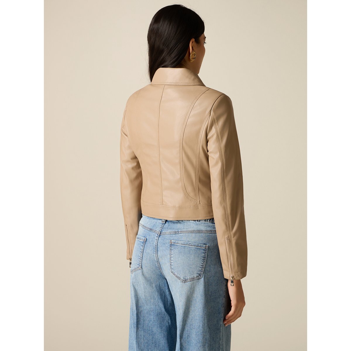 Blouson perfecto court beige, OLTRE