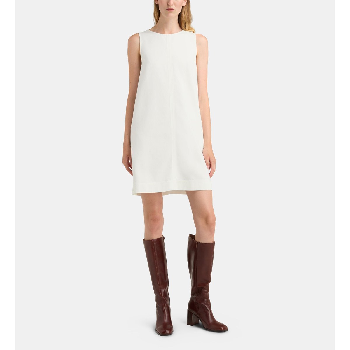 Robe denim courte corfou sans manches écru, GALERIES LAFAYETTE