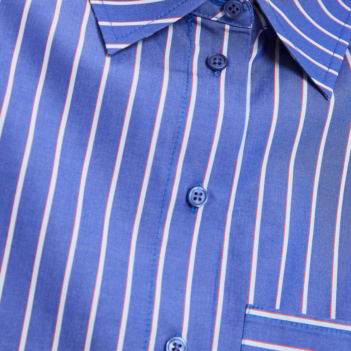 Camisa corta a rayas, manga larga rayas azules, LA REDOUTE COLLECTIONS