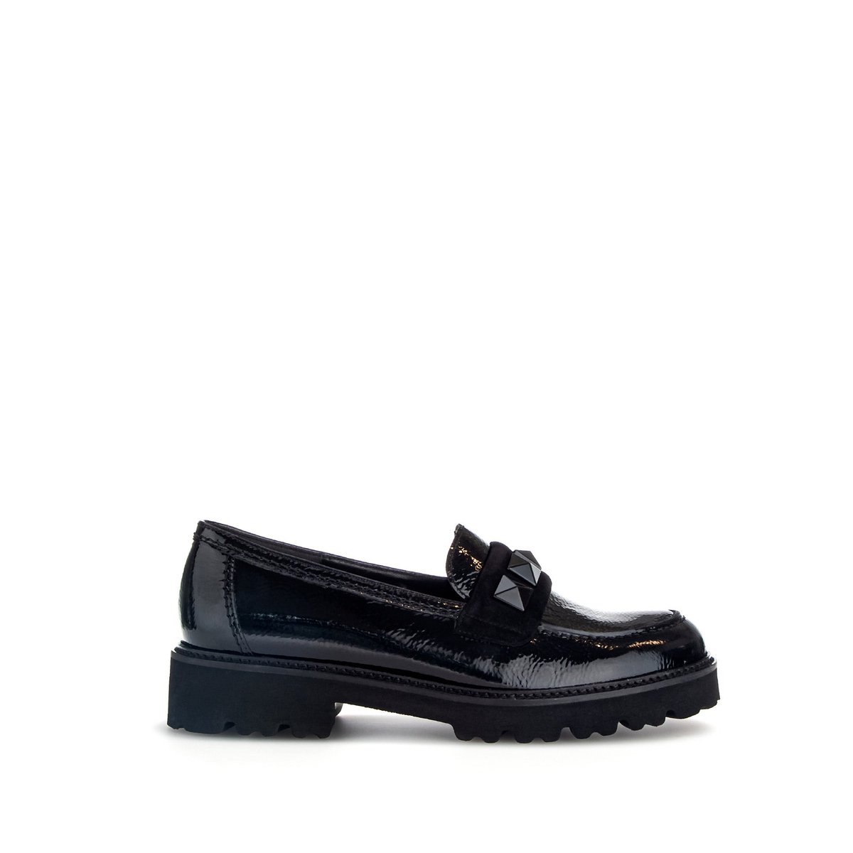 Mocassins en velours/vernis à talon décroché noir velours, GABOR
