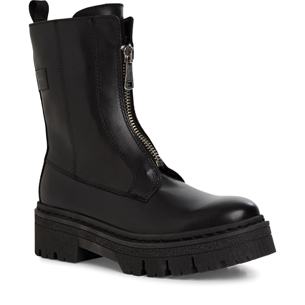 Bottine en cuir noir cuir, TAMARIS