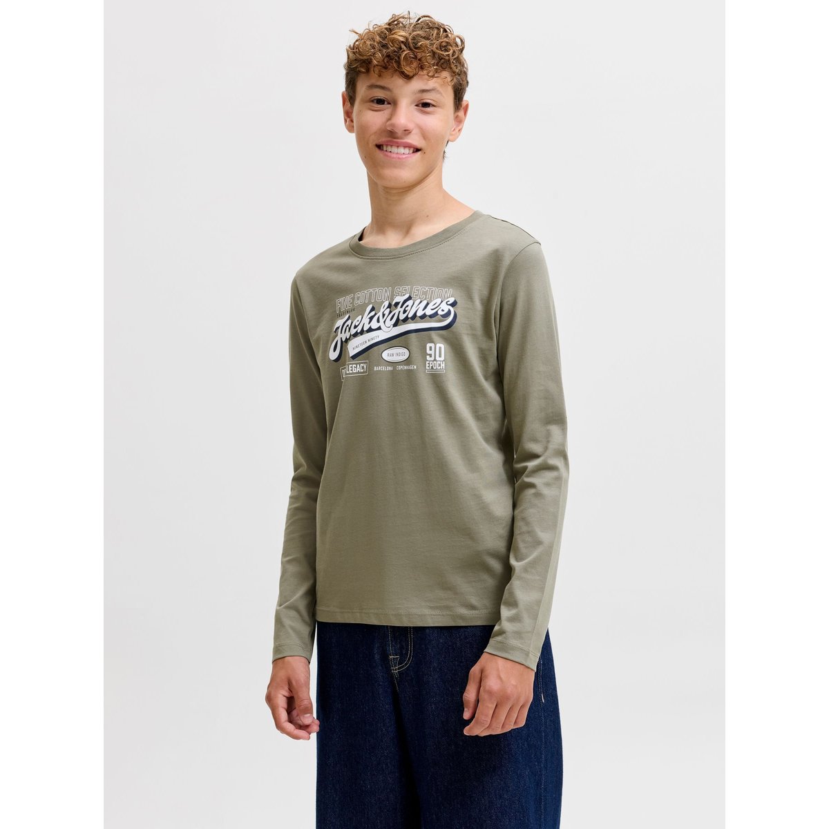 T-Shirt À Manches Longues grise - vetiver 1, JACK & JONES JUNIOR