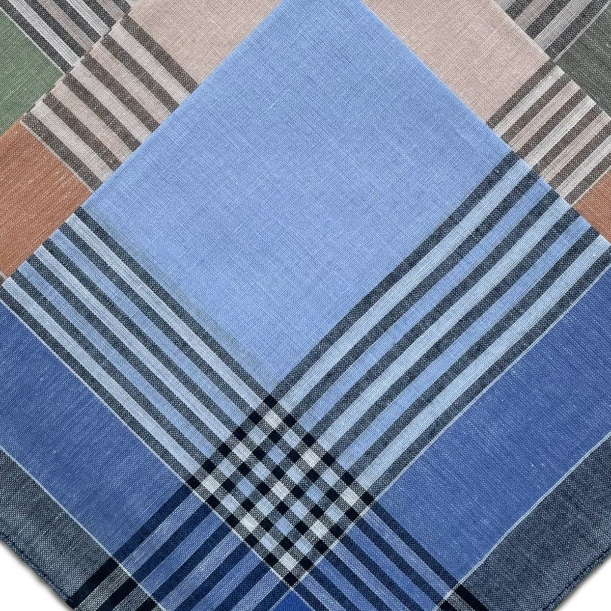 Lot de 12 mouchoirs Homme 38x38 100% coton bleu, DECORATIE
