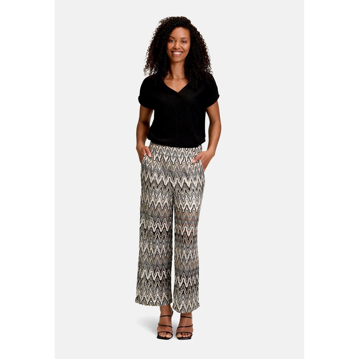 Pantalon Marlene haut de la taille blanc/noir, BETTY BARCLAY