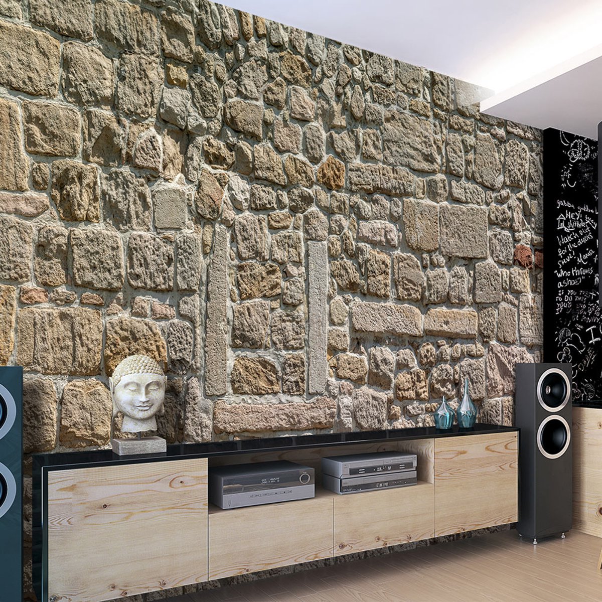 Papier peint intissé panoramique Wall From Stones orange / cuivré, EDEN