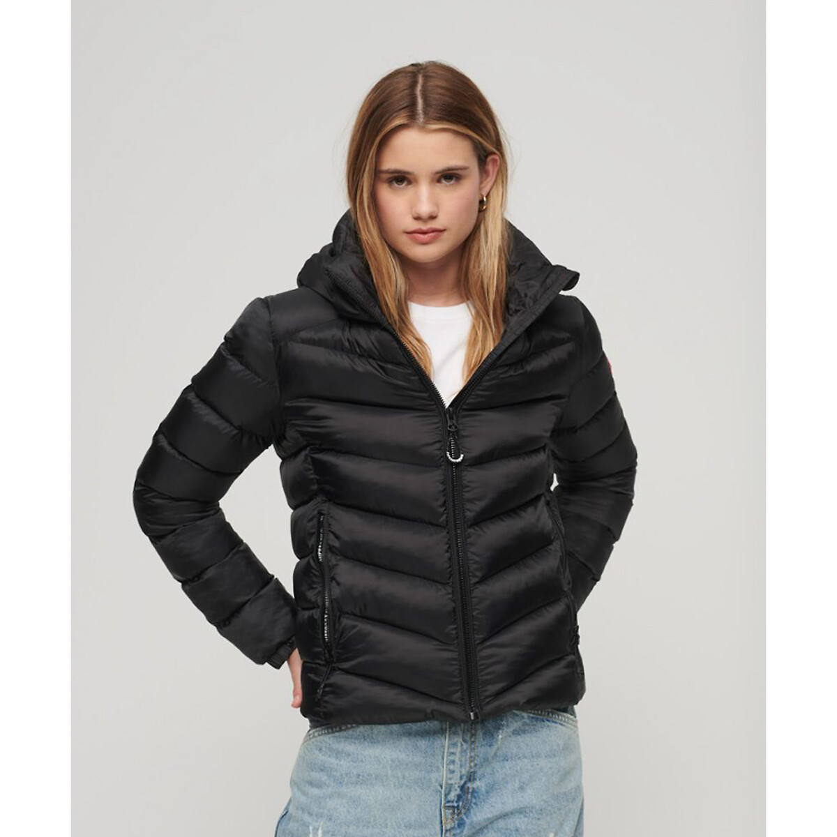Doudoune Fuji courte à capuche noir, SUPERDRY