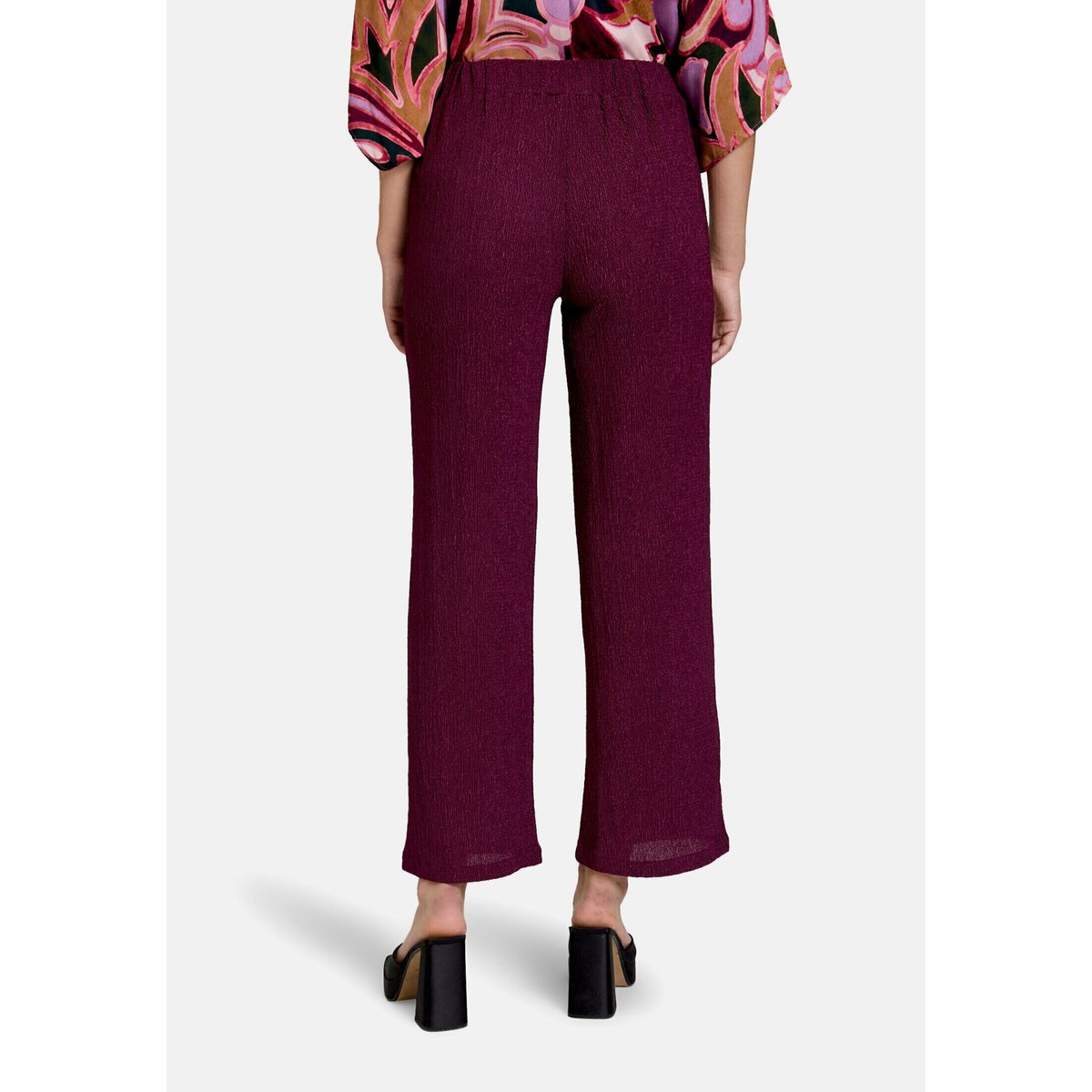 Pantalon casual à jambes larges dark aubergine, CARTOON
