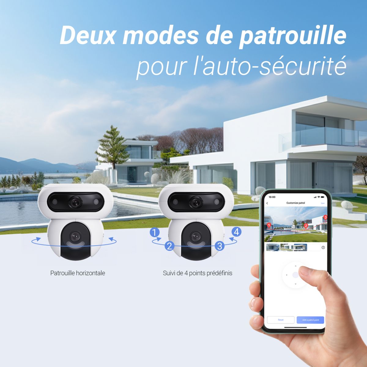 Caméra de surveillance H90 - Double optique 2K+ motorisée couleur unique, EZVIZ