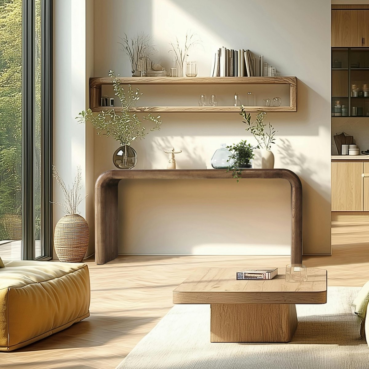Console épurée en bois de mindi ARCUS bois naturel, PIER IMPORT