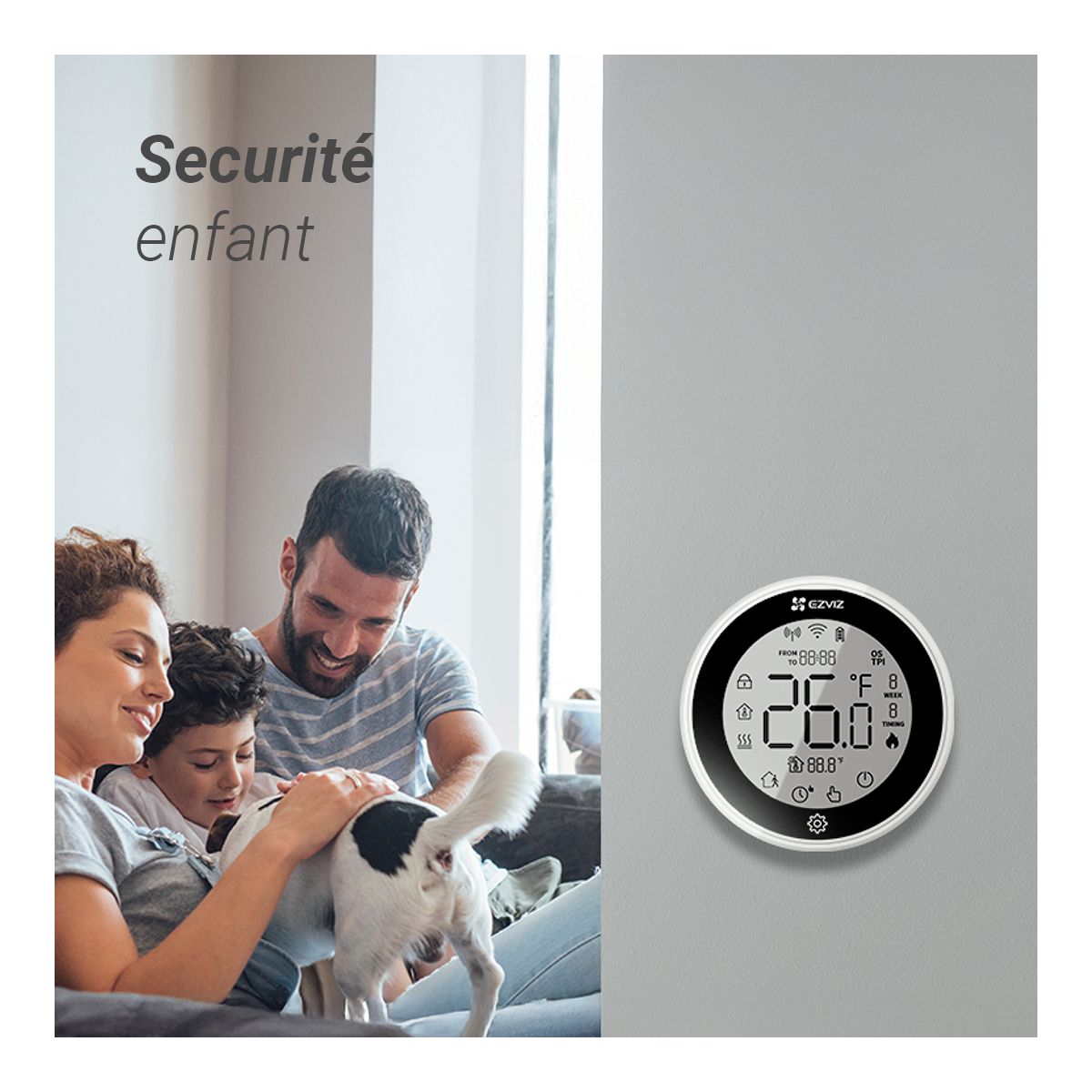 Thermostat connecté T56 thermostat intelligent couleur unique, EZVIZ