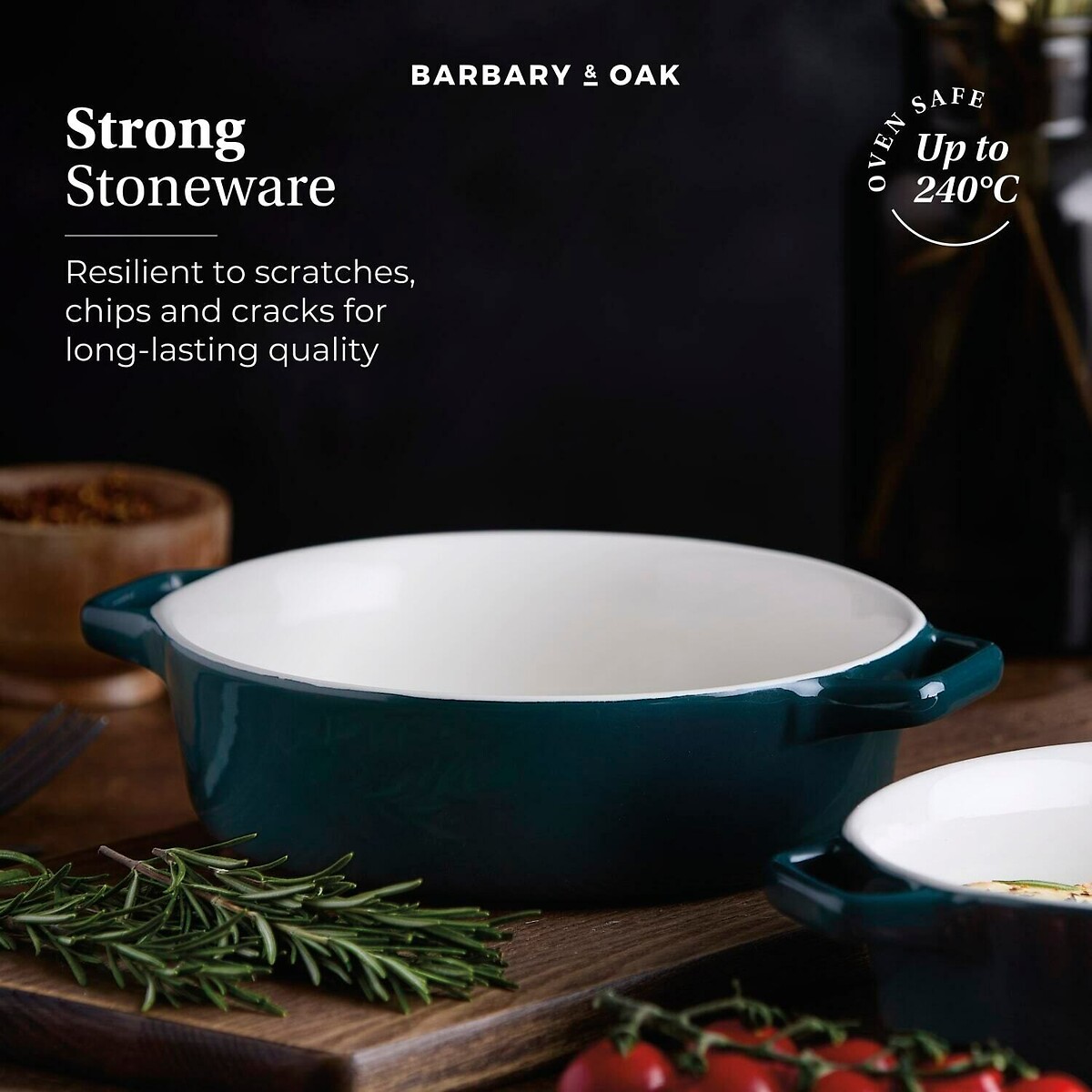 21cm Nattura Round Baking Dish teal, BARBARY & OAK