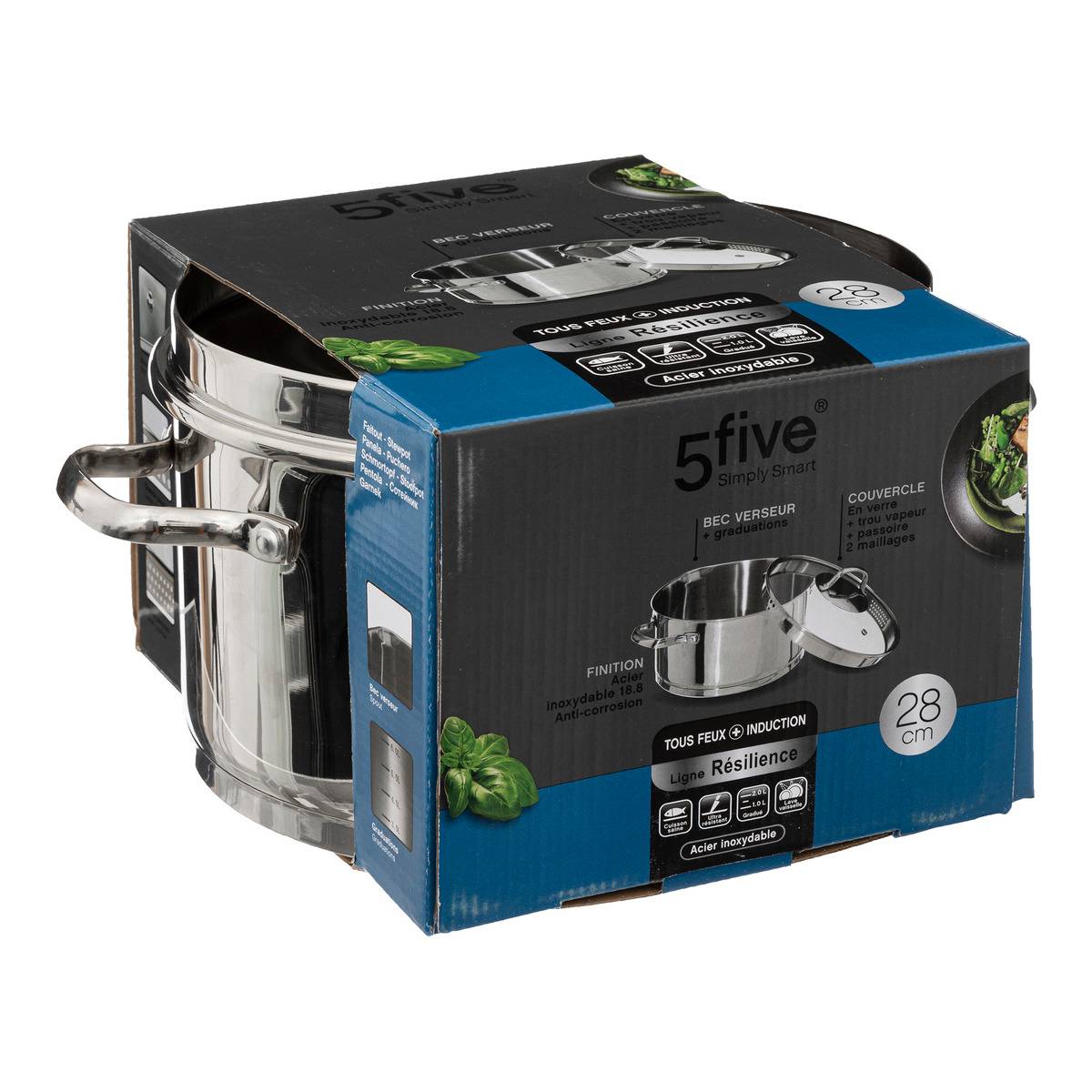 Faitout en inox RESILIENCE argent, 5FIVE SIMPLY SMART