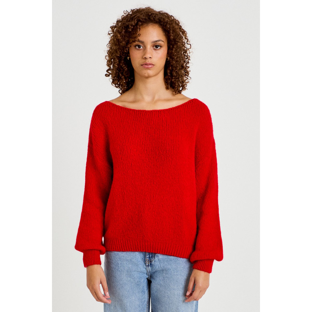 Pull ample col bateau manches longues rouge, CACHE CACHE