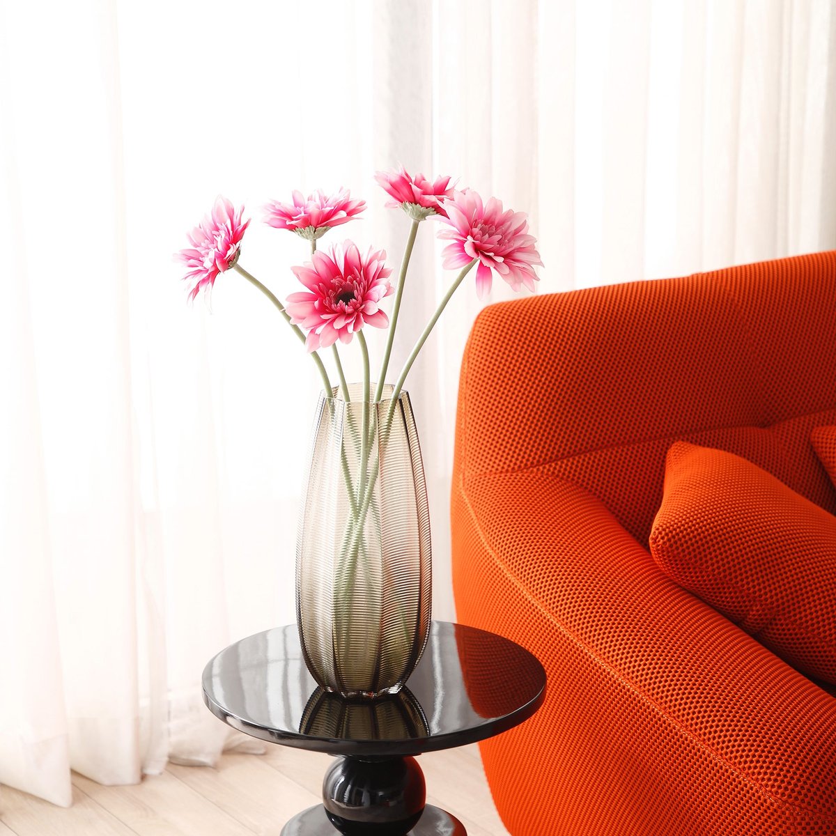 Tige de gerbera artificielle H59 rose, SIA DECO