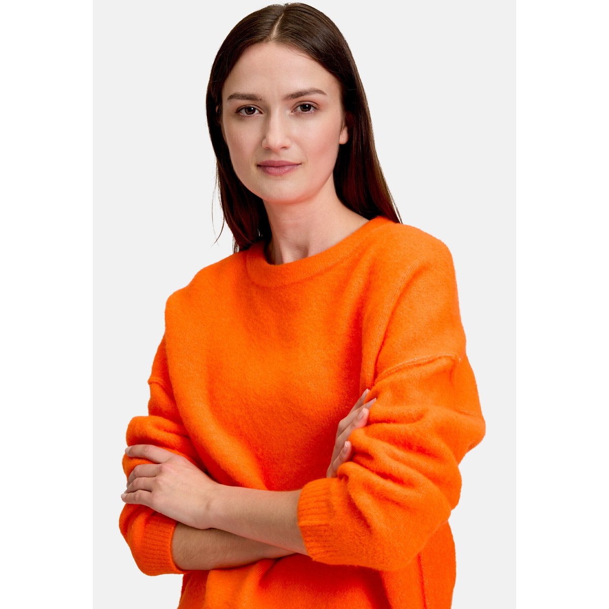 Pull-over en maille à encolure ronde neon orange, BETTY & CO