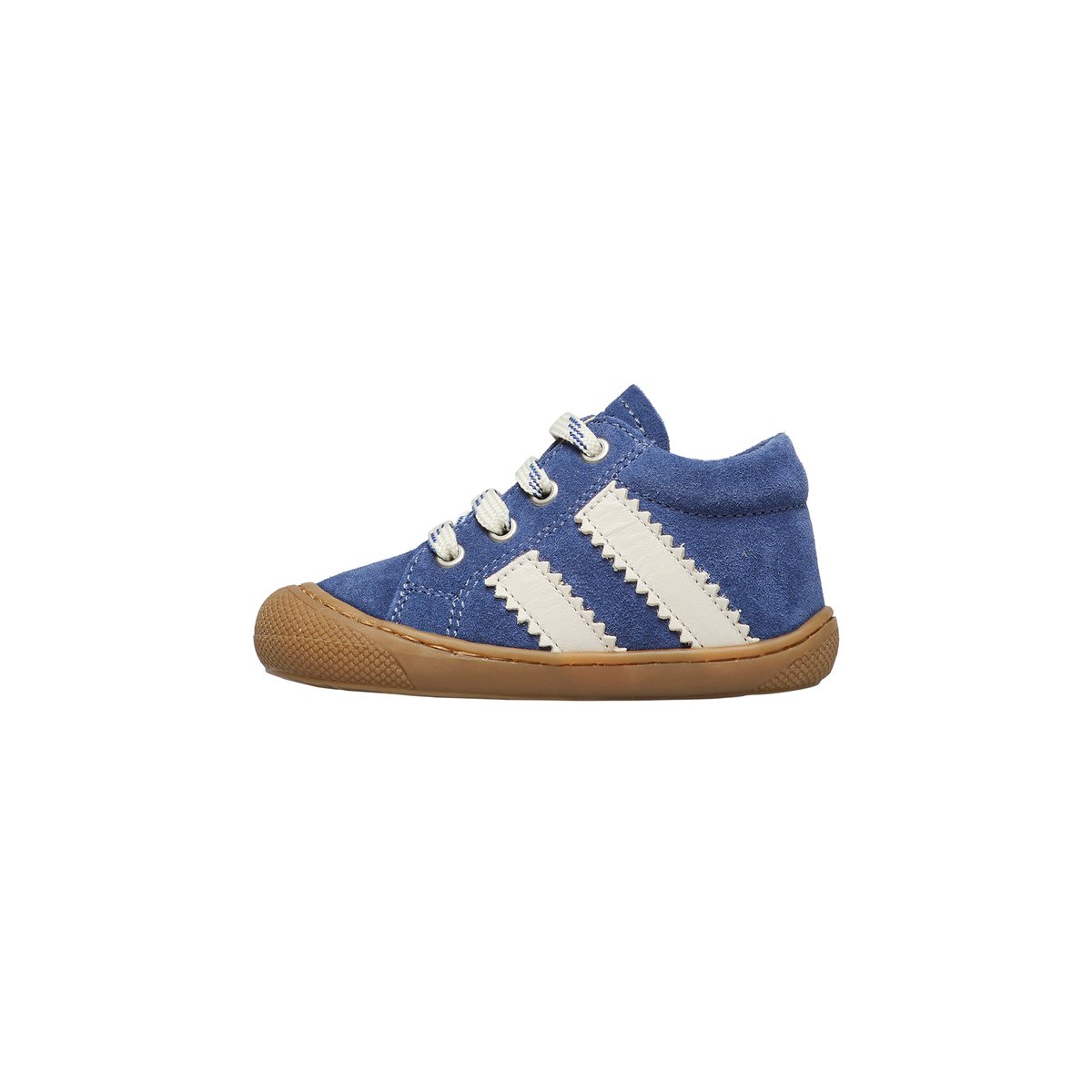 Chaussures premiers pas en cuir et suède MACKS 2 bleu-blanc, NATURINO