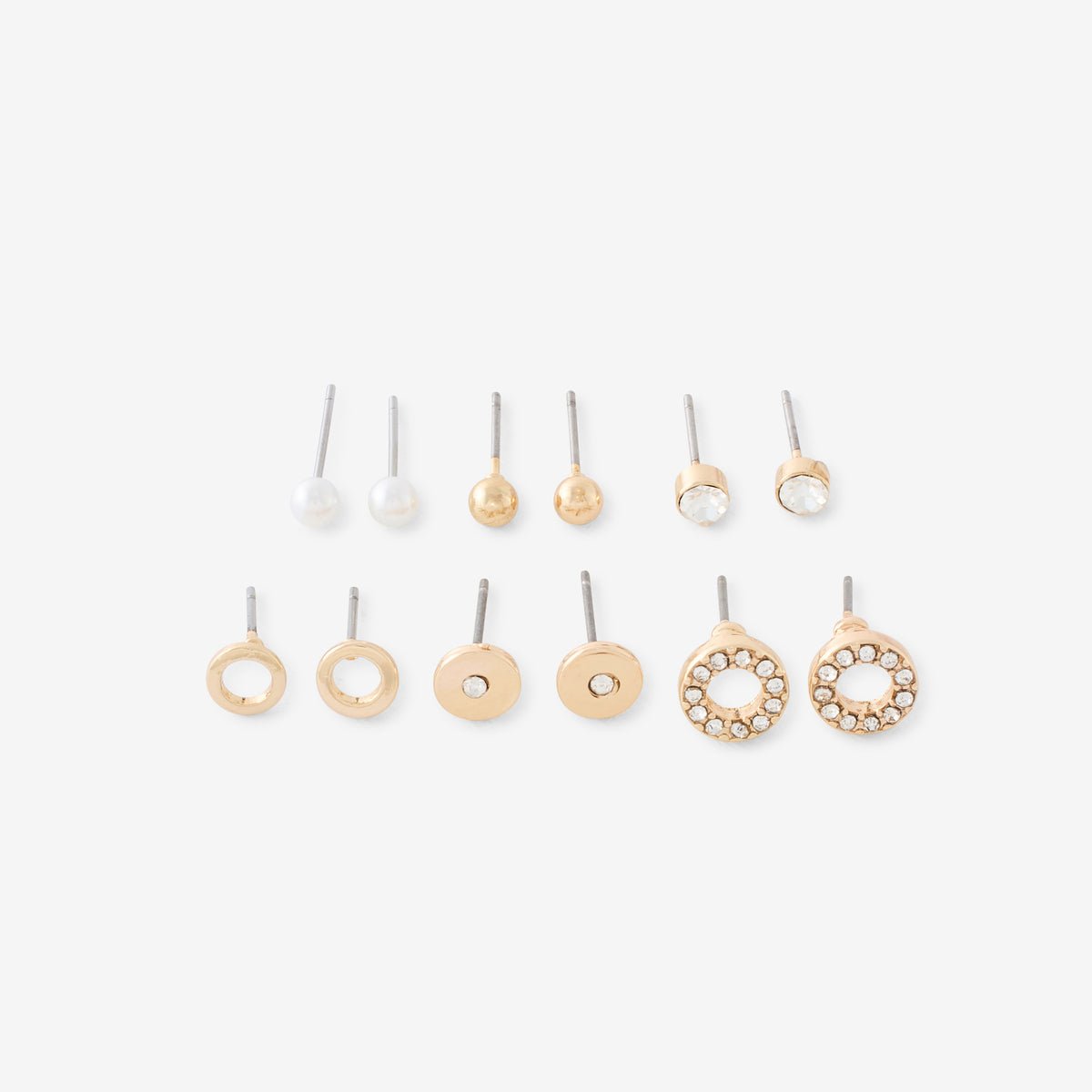 Set de 6 paires de puces d'oreilles perles blanc, BALABOOSTE