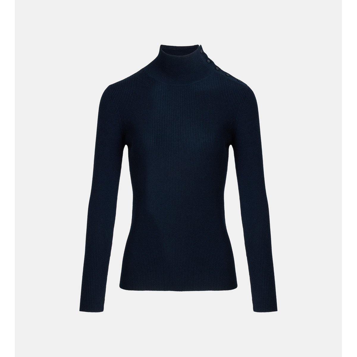 Pull droit oiselle maille côtelée bleu marine, JODHPUR