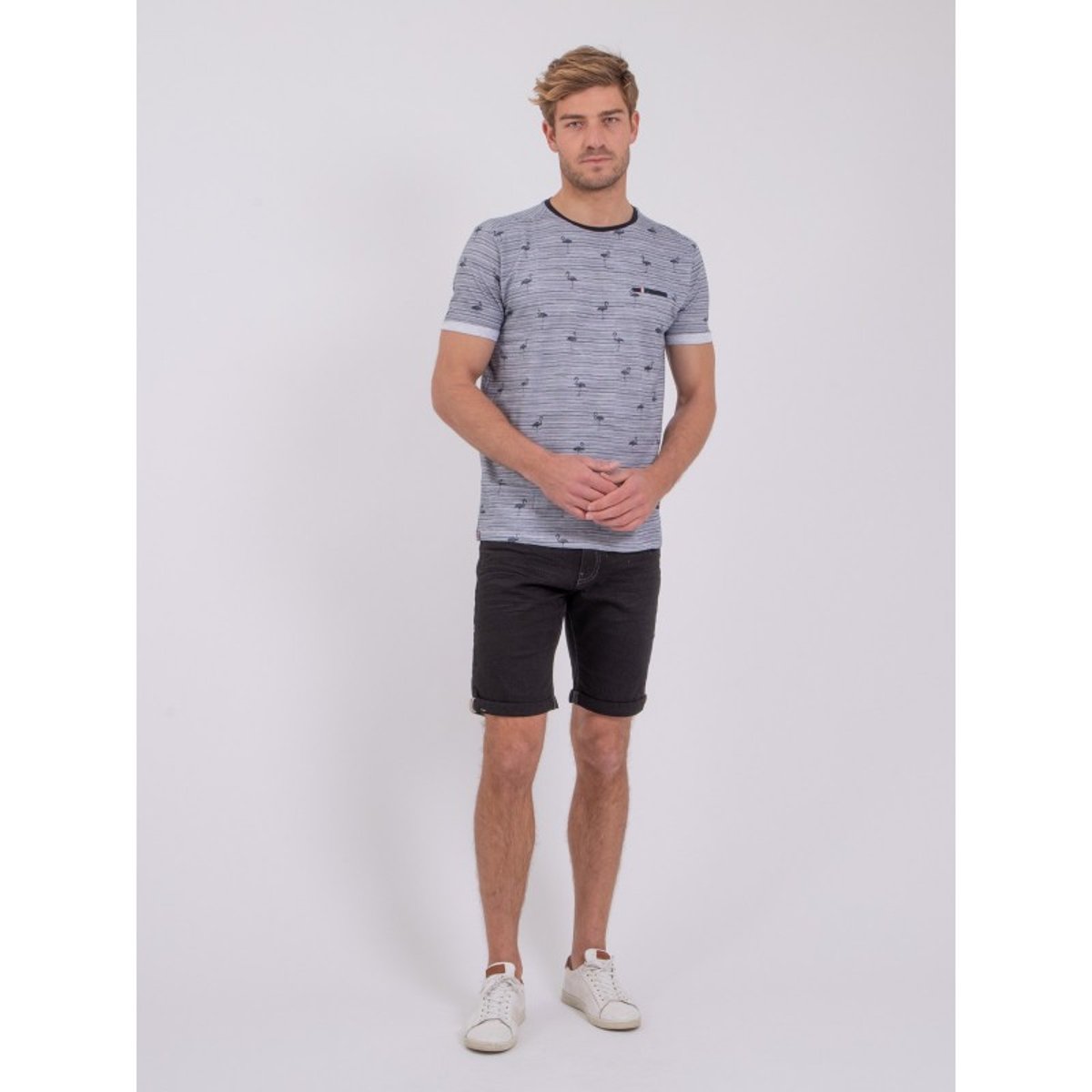 T-shirt Col Rond Pur Coton Nabalvine bleu marine, RITCHIE