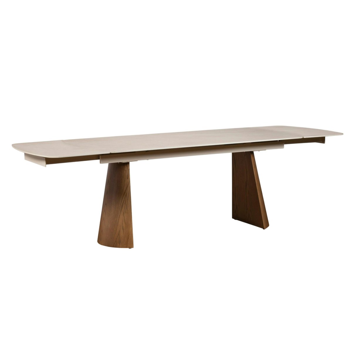 Table à manger céramique extensible à bords arrondis 180-260 cm LARIO beige, PIER IMPORT