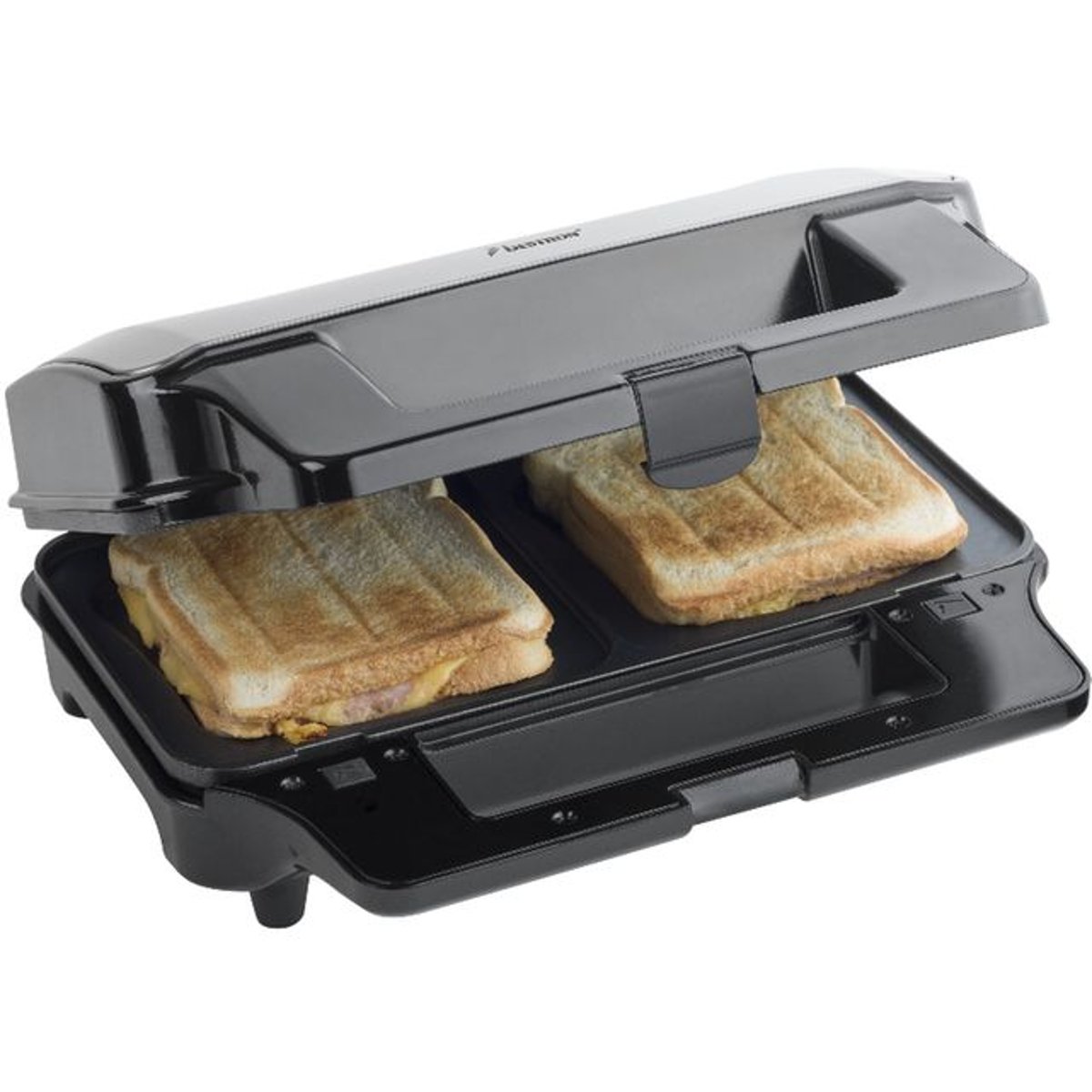 Croque-gaufre-gril 3en1 900w Noir/inox - Asg90xxl inox et noir, BESTRON