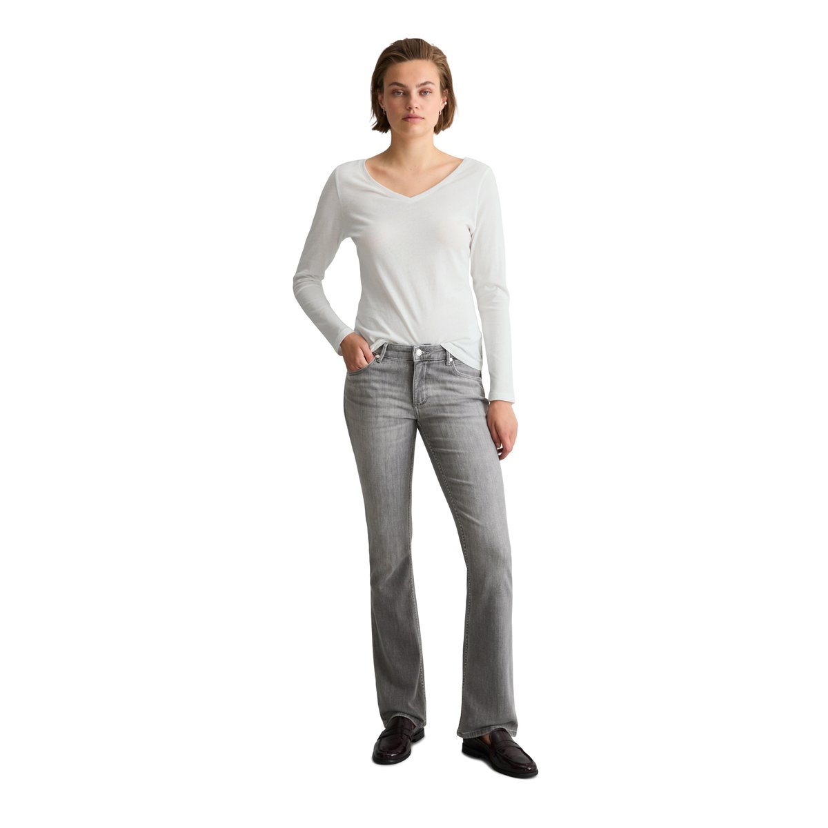 Jeans modèle Nella bootcut en mélange de coton organique gris, MARC O’POLO DENIM