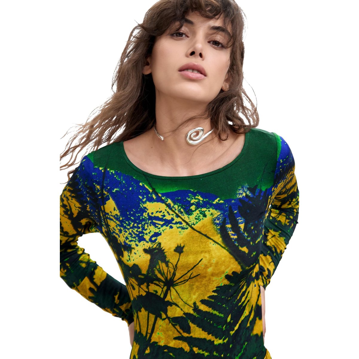 Robe en maille à manches longues M. C. Lacroix vert, DESIGUAL