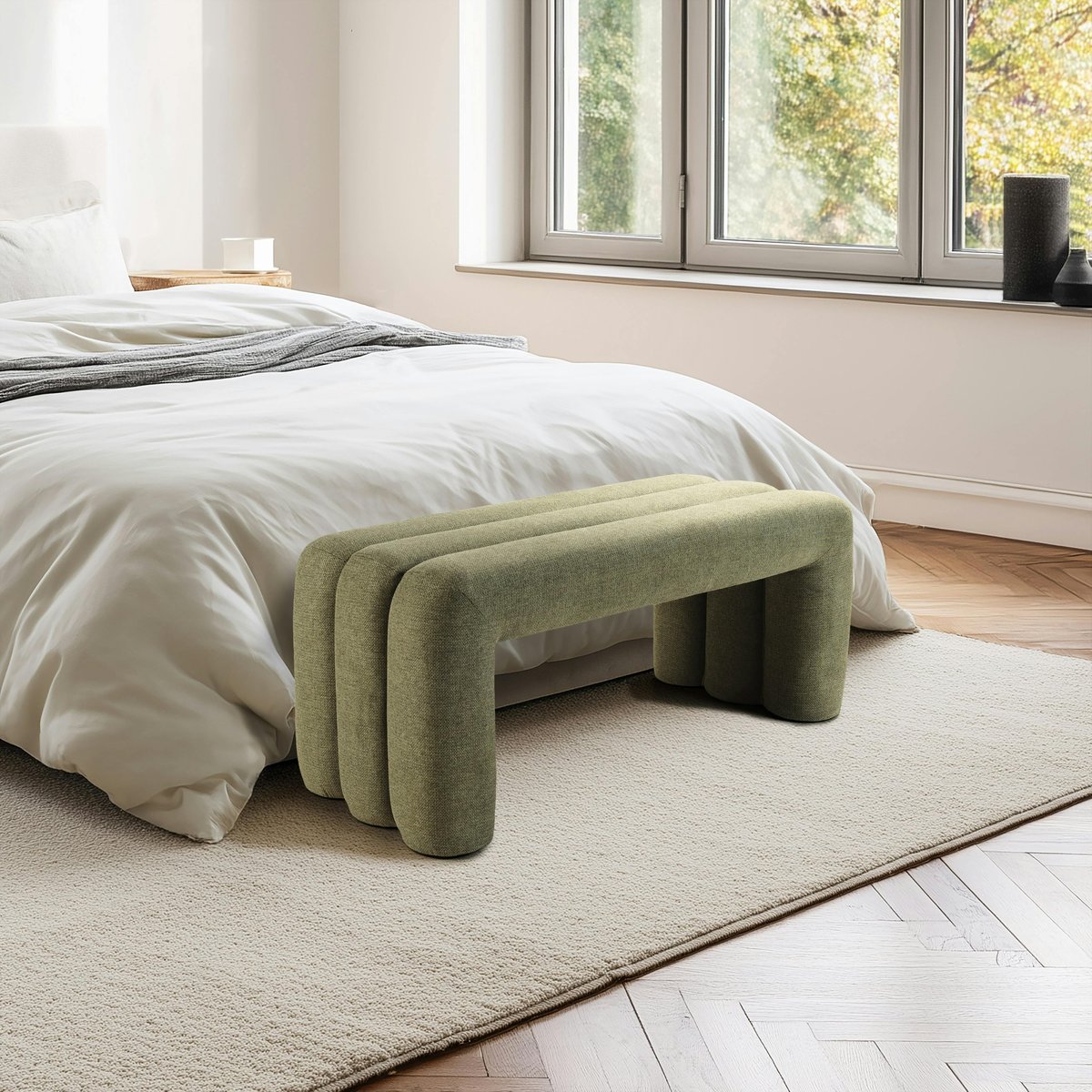 Banc en tissu vert CASTILLE vert, PIER IMPORT