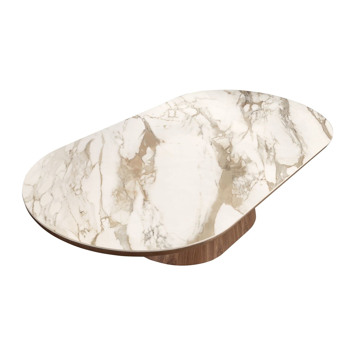 Table basse ovale demi-ronde en porcelaine et noyer blanc | noyer, ANGEL CERDA