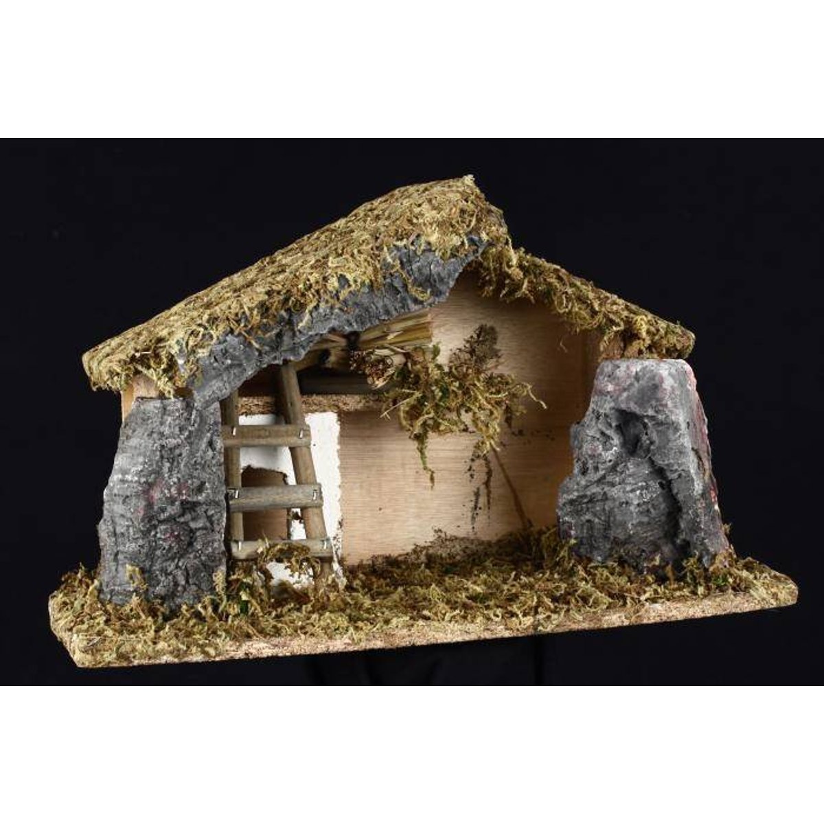 Crèche à garnir avec mousse et pierre petit modèle beige, ATMOSPHERA