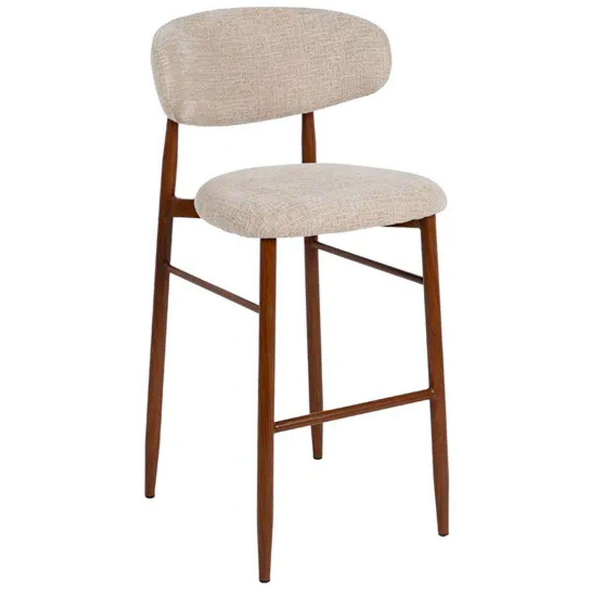 Tabouret de bar tissu beige et métal effet bois 54x52x105cm multicolore, WADIGA