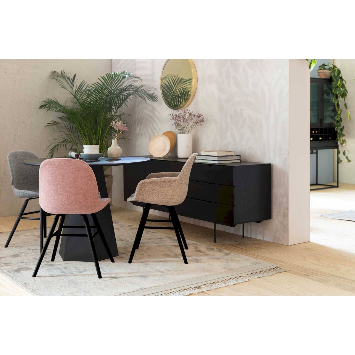 Chaise design en tissu (lot de 2), ALBERT KUIP SOFT gris, ZUIVER