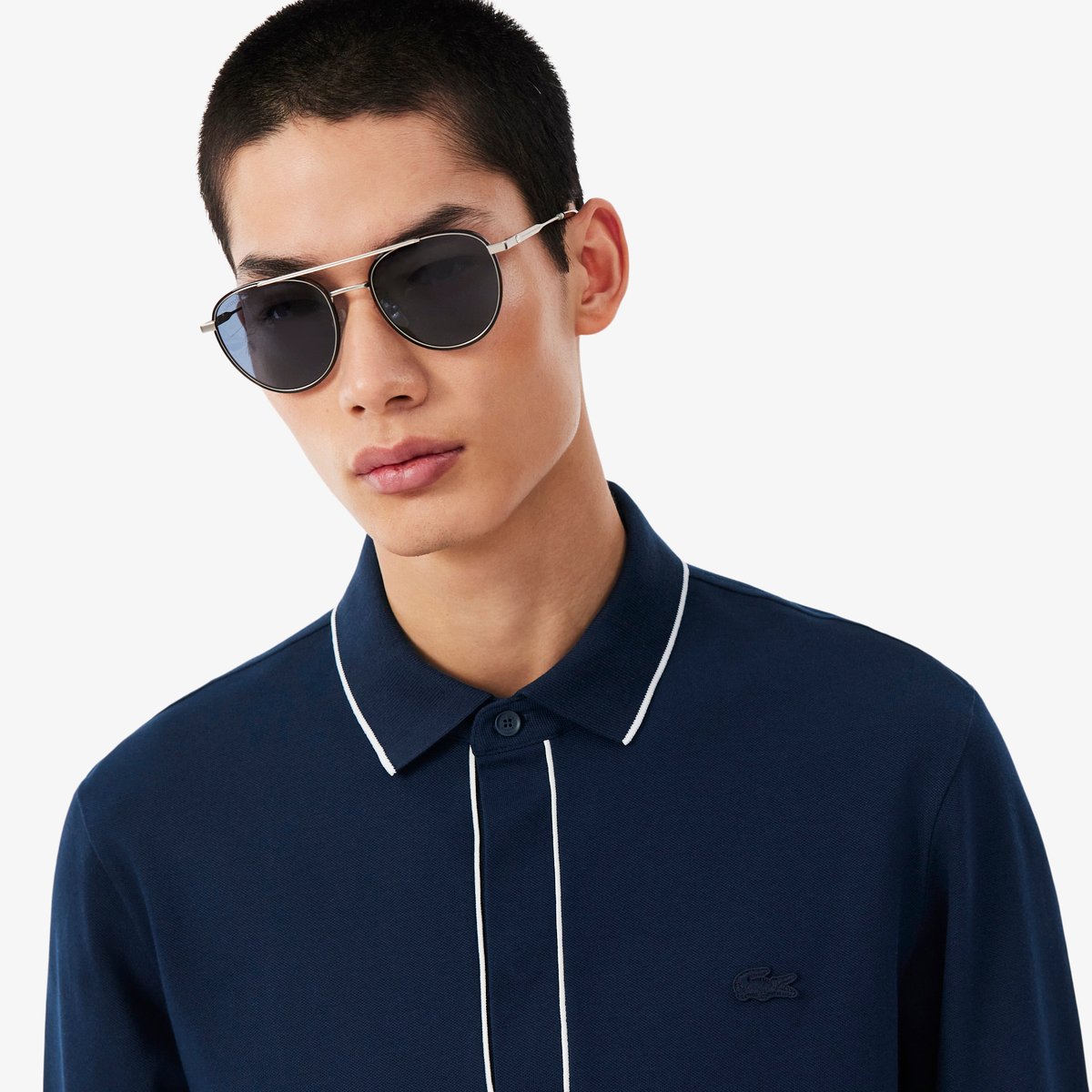 Polo Paris manches longues regular fit bleu-166, LACOSTE