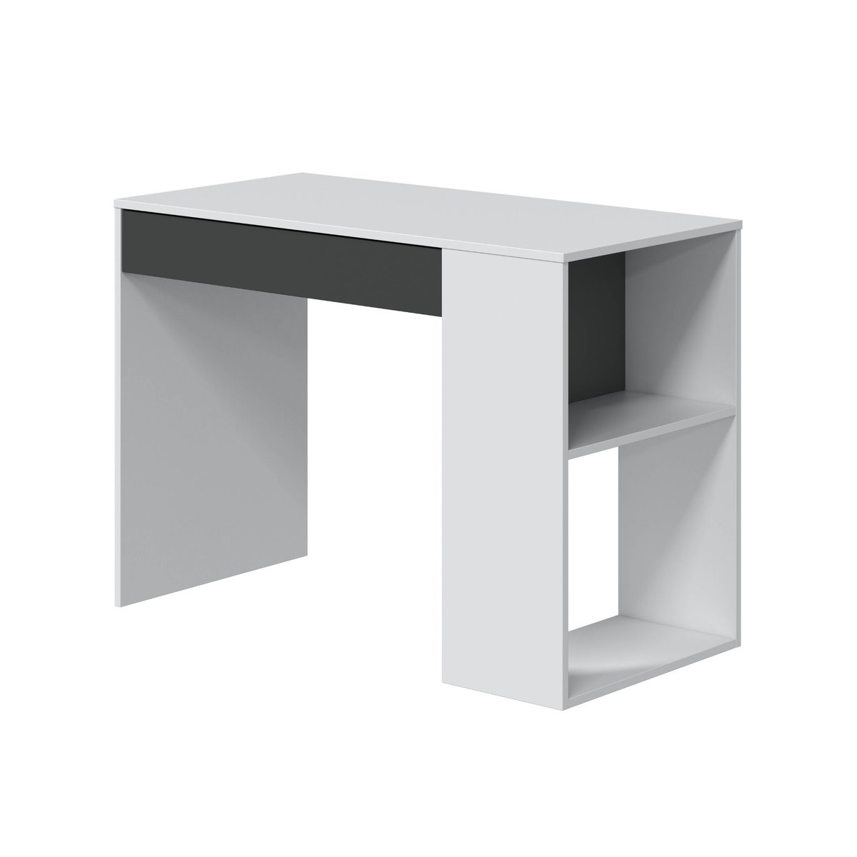Bureau bois avec tiroir et niches blanc, TERRE DE NUIT