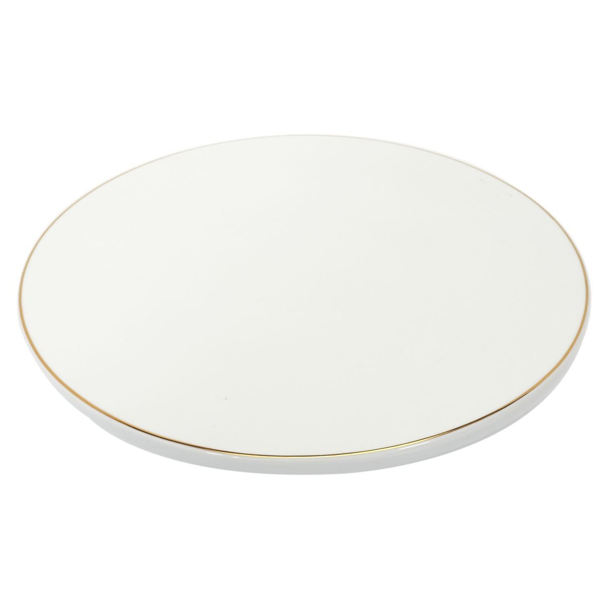 Support à gâteau en porcelaine avec liseré doré blanc, THE HOME DECO FACTORY