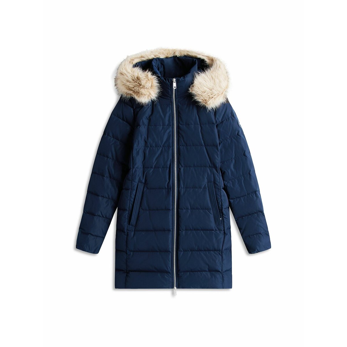 Manteau doudoune mi-long à capuche marine, TOMMY HILFIGER