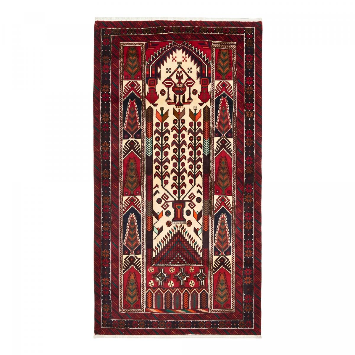 Tapis d'orient oriental, noué main en laine, BALUTSCH 1 rouge, crème, noir, UN AMOUR DE TAPIS