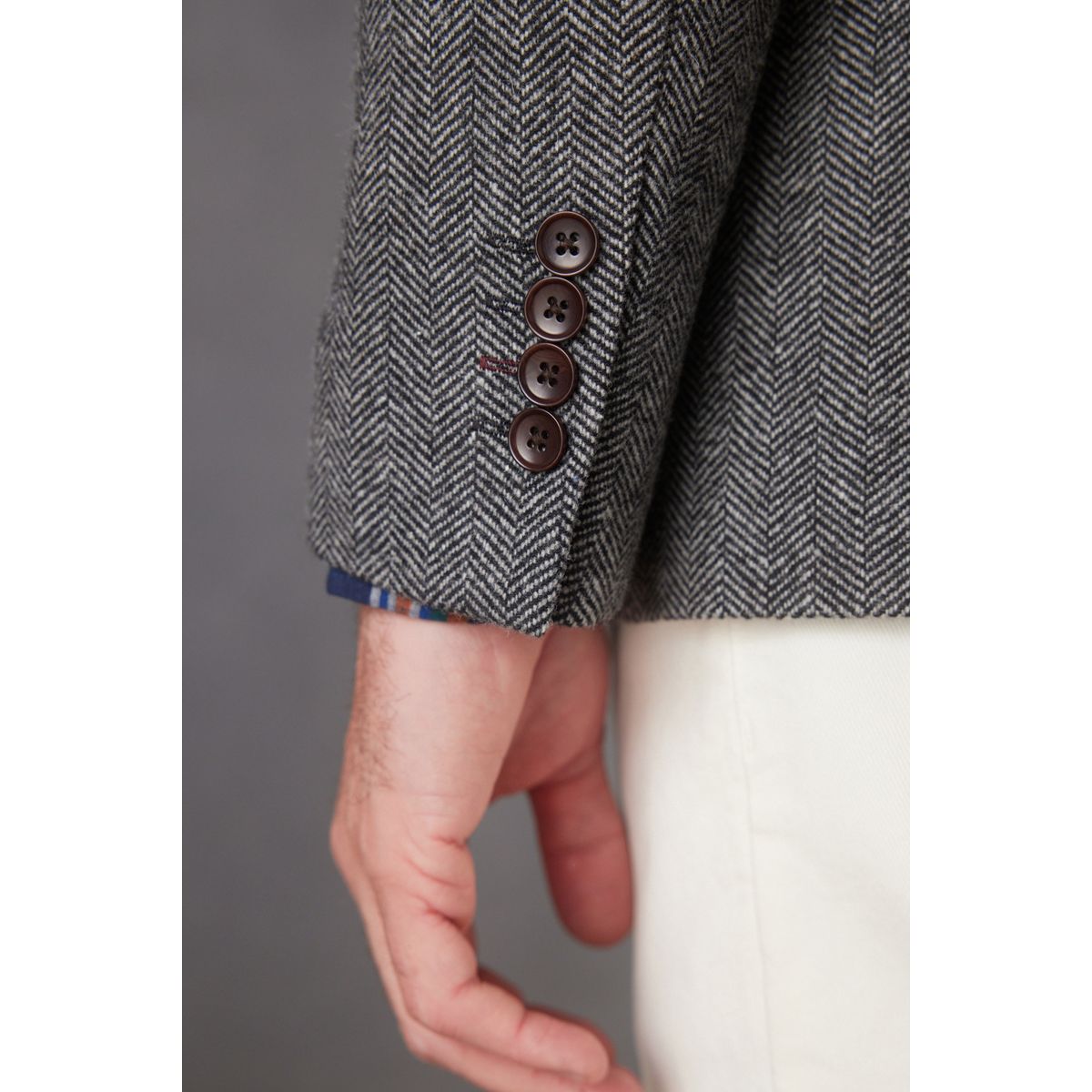 Blazer slim en laine à chevrons nova fides gris, NEXT