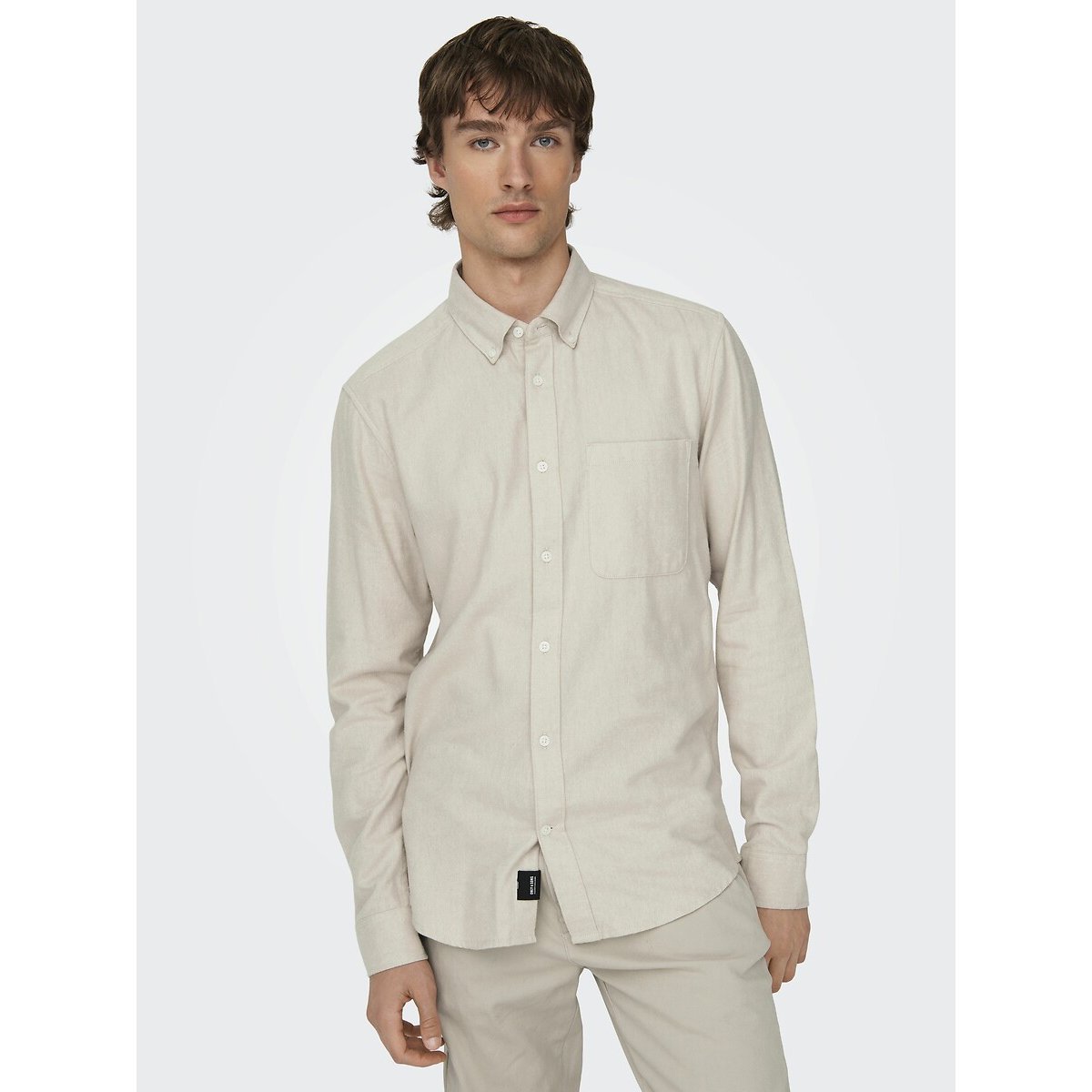Chemise slim beige clair, ONLY & SONS